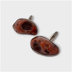 Vintage Large Sterling Silver 925 Natural Agate Gemstone Cufflinks